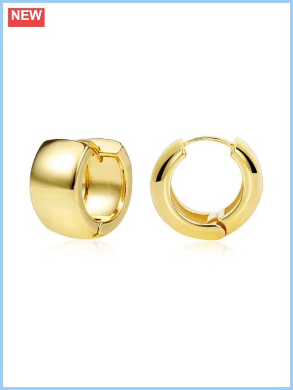 14k Gold Plated Chunky Huggie Hoop Earrings for Women Hypoallergenic Small